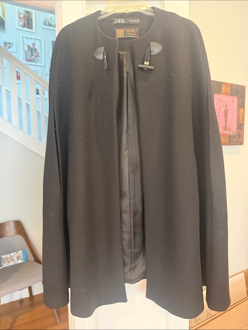 Zara Black Toggle Cape Coat